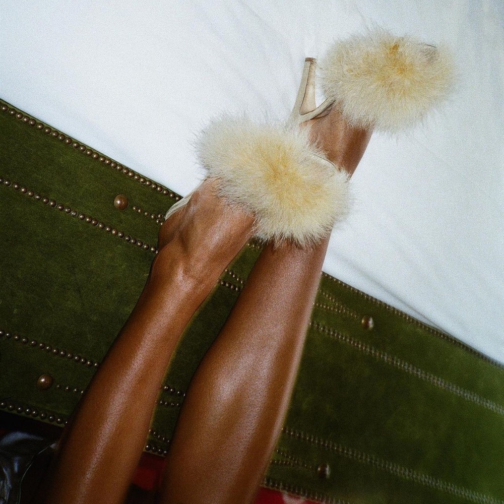 Lavender & Yellow Marabou Pumps 2 for price of 1